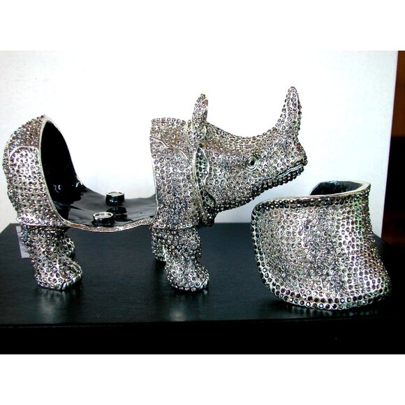 Keren Kopel Rhinoceros Trinket Box, Silver Austrian Crystals #027-250 - Picture 4 of 7